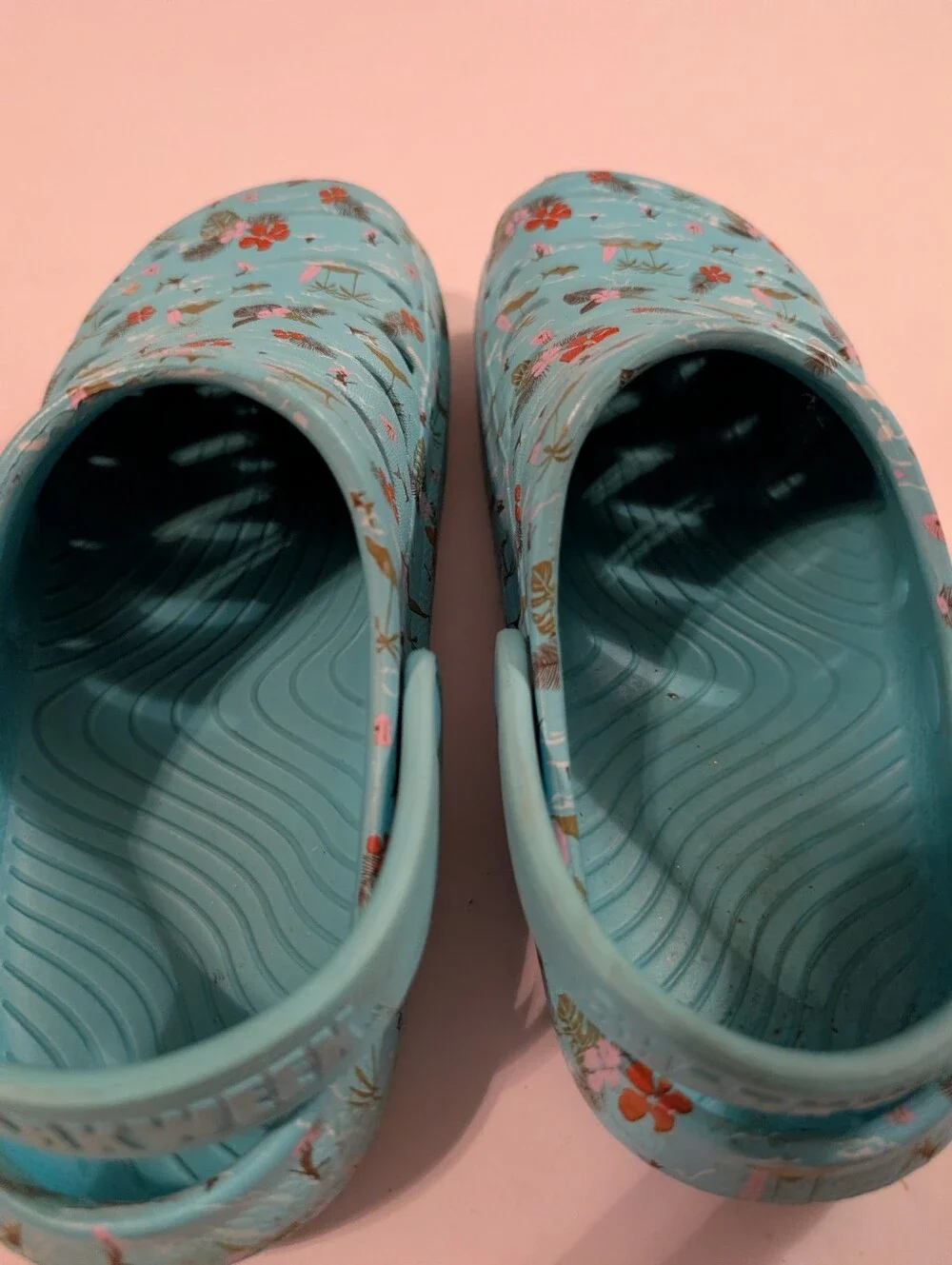 Rugged Shark Kids Aqua Floral Slip-Ons Teal Sz 2
